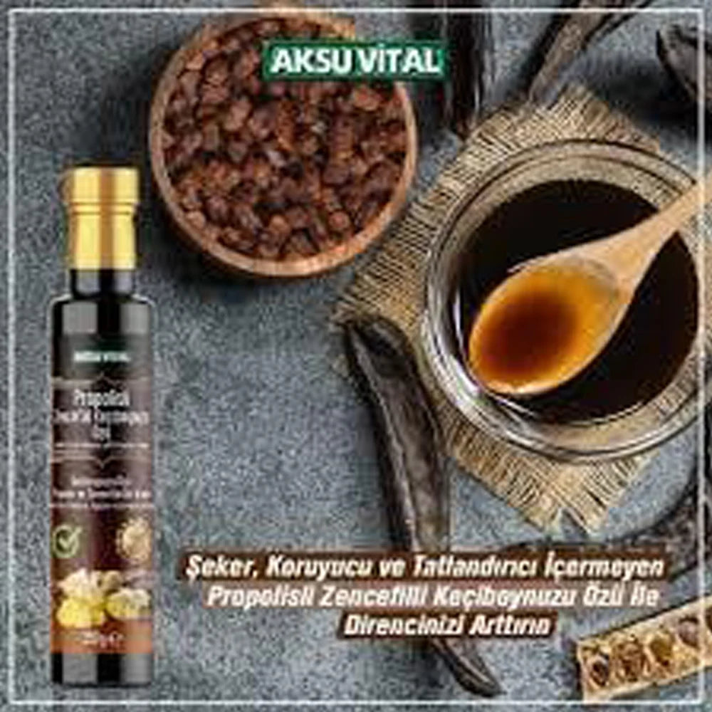 Aksu Vital Propolisli Zencefilli Keçiboynuzu Özü 350 gr.